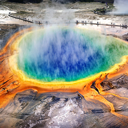 blue steaming spring water